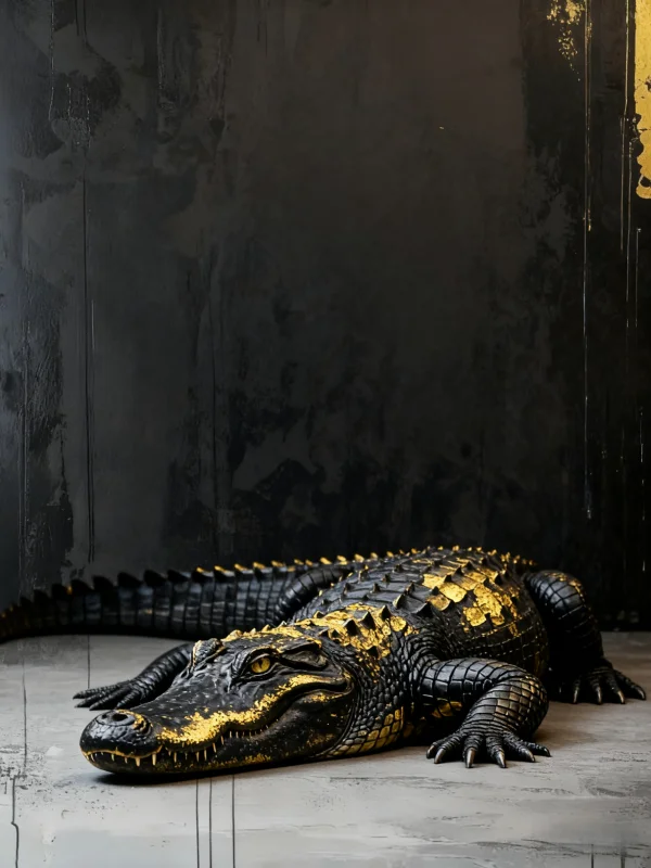 Plakat czarno-zlote zwierzeta safari Wzór 12