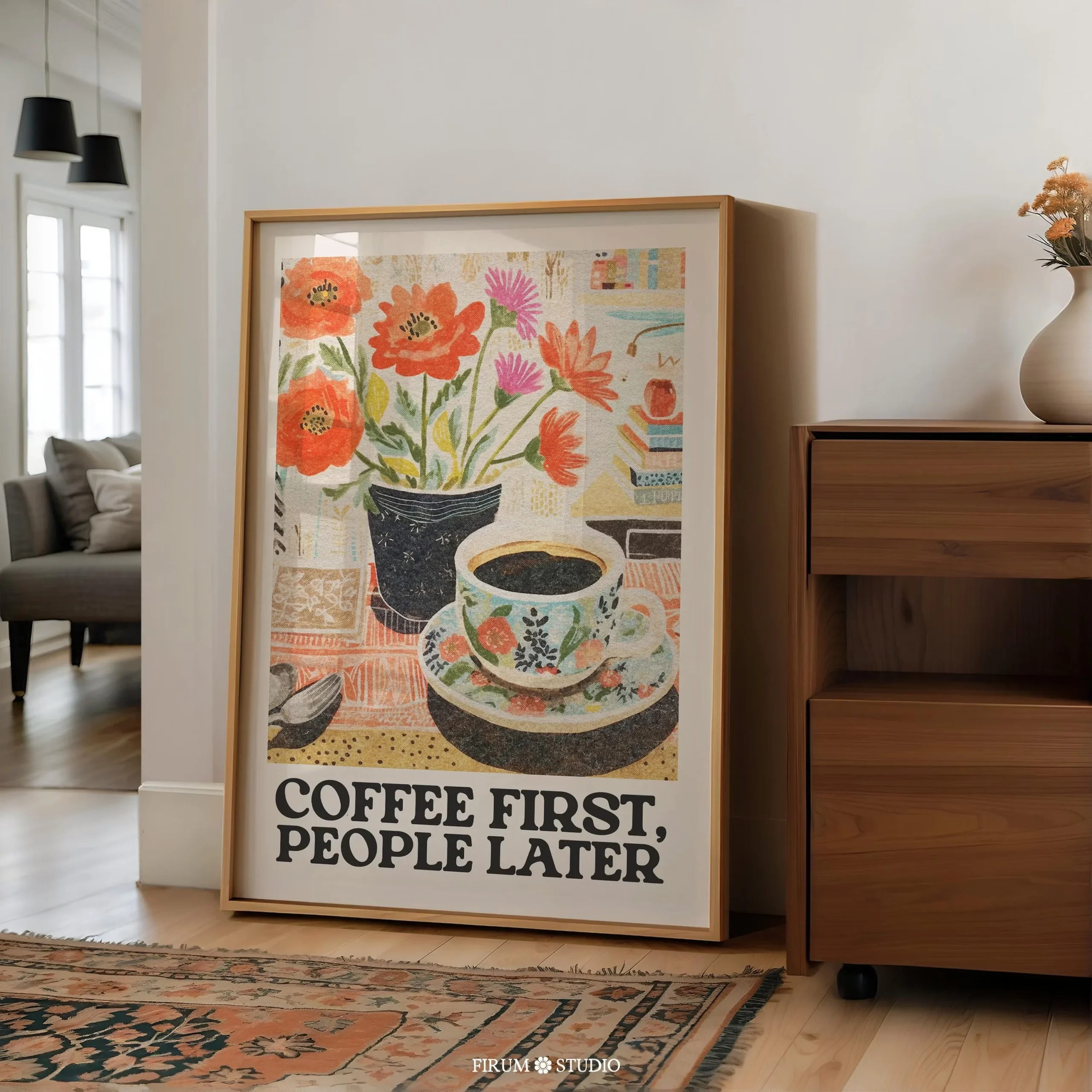 Plakat Bonjour Mon Amour z czarnym kotem Wzór 6