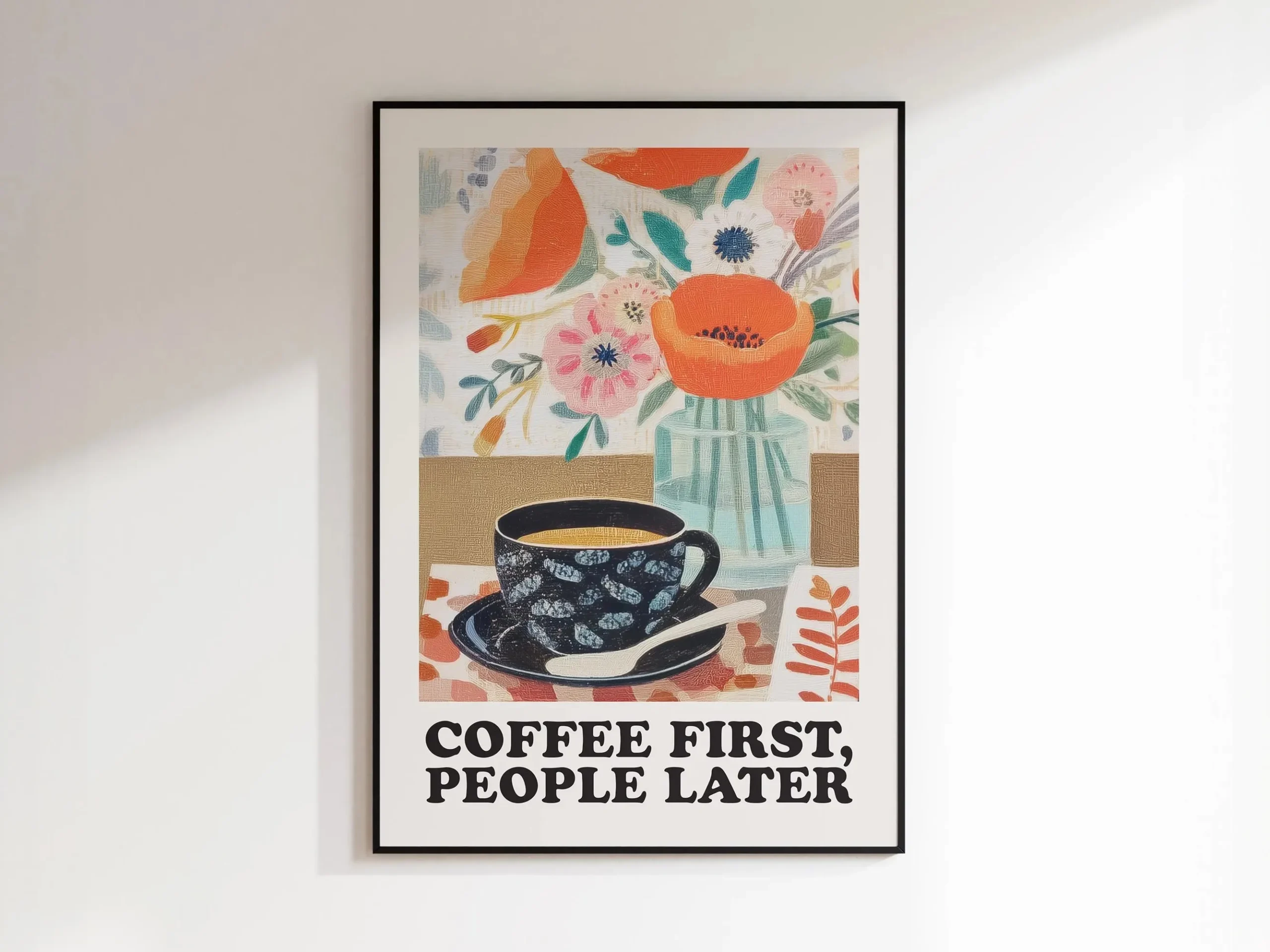 Plakat Bonjour Mon Amour z czarnym kotem Wzór 7