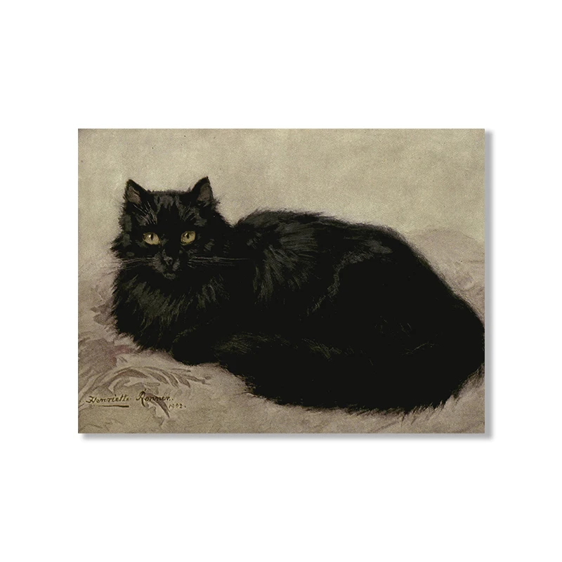 Plakat czarny kot - mroczny klimat dark academia Wzór 3