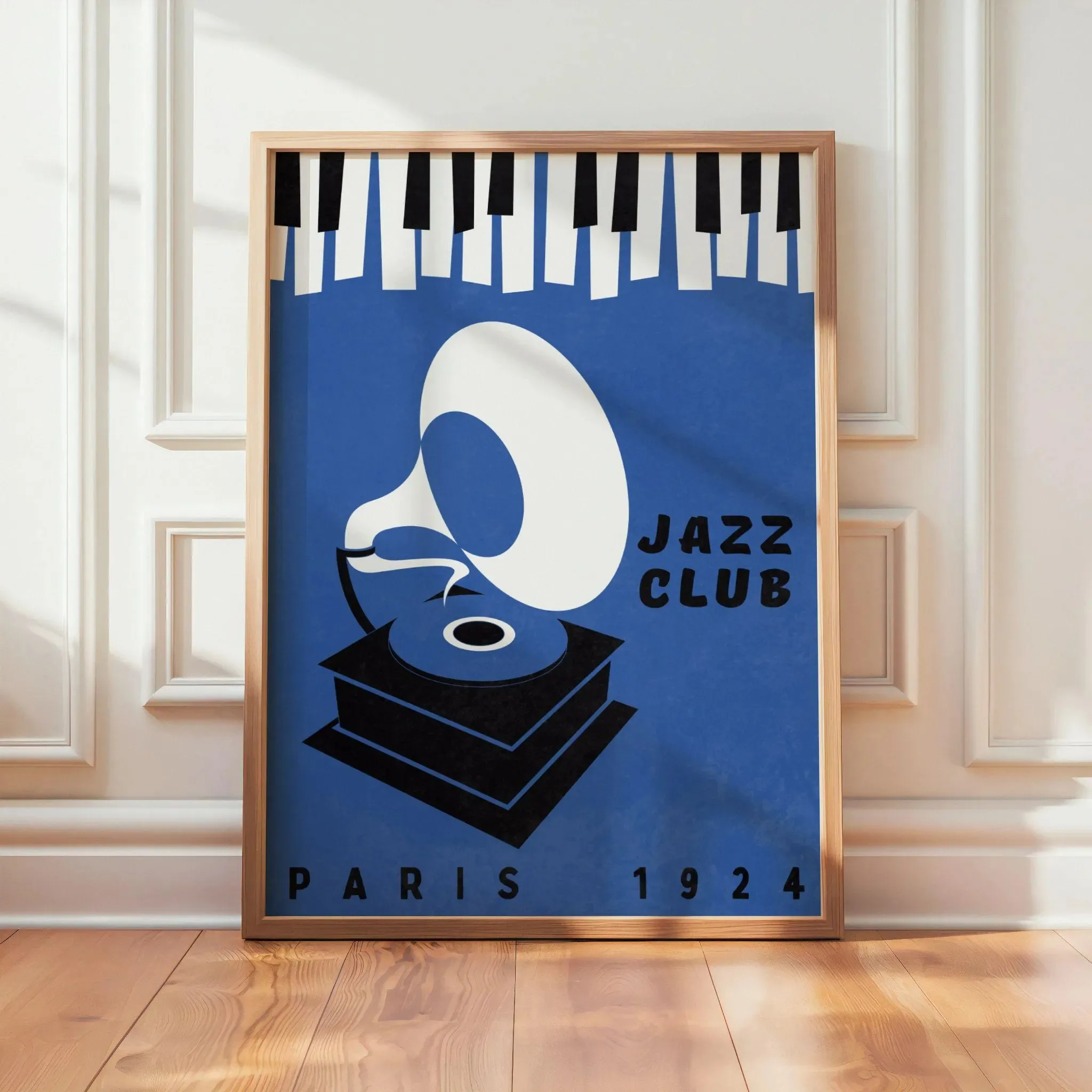 Retro plakat z czarnym kotem i muzyką jazzową Wzór 8