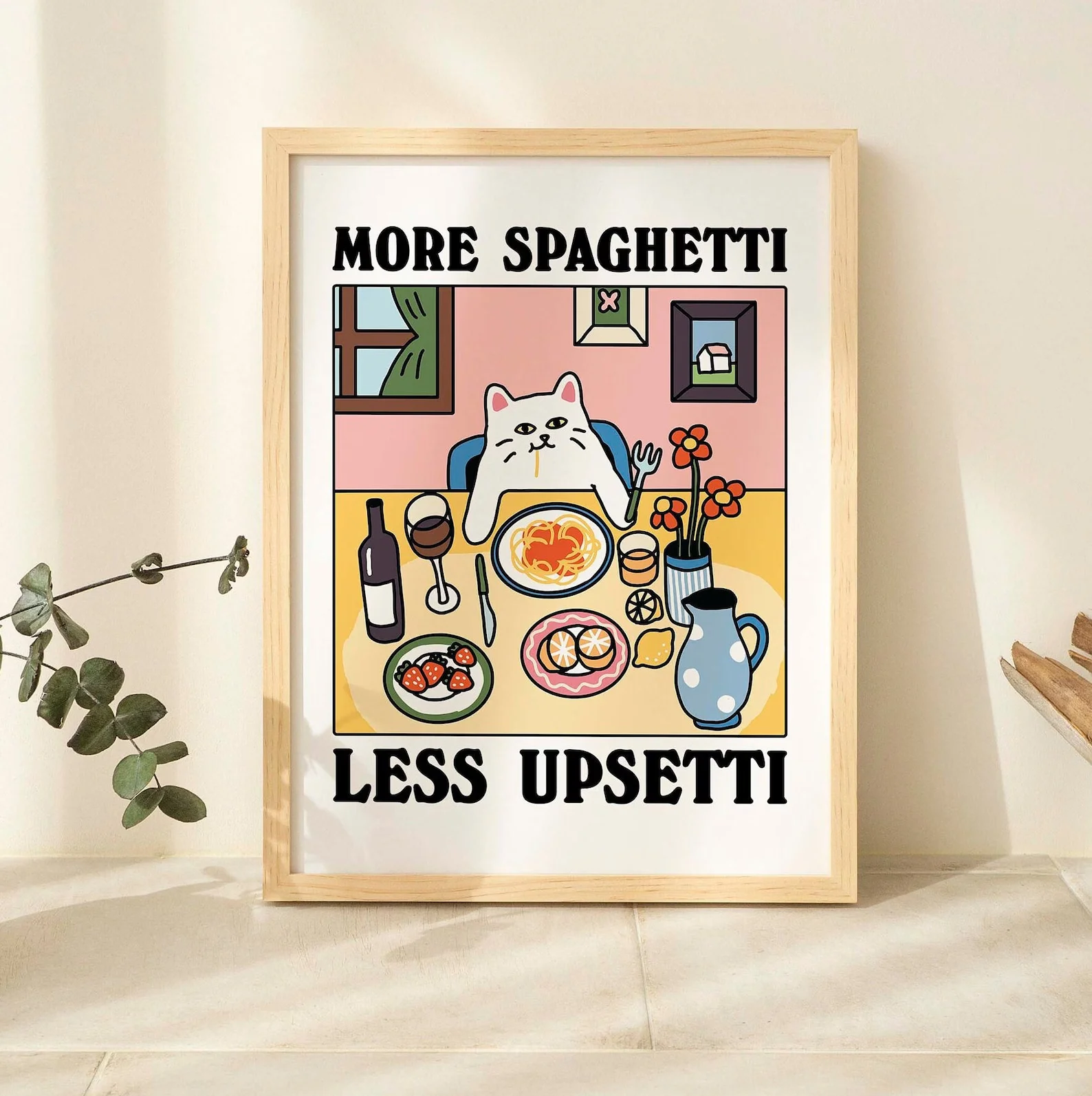 Plakat czarny kot More Espresso Less Depresso Wzór 2