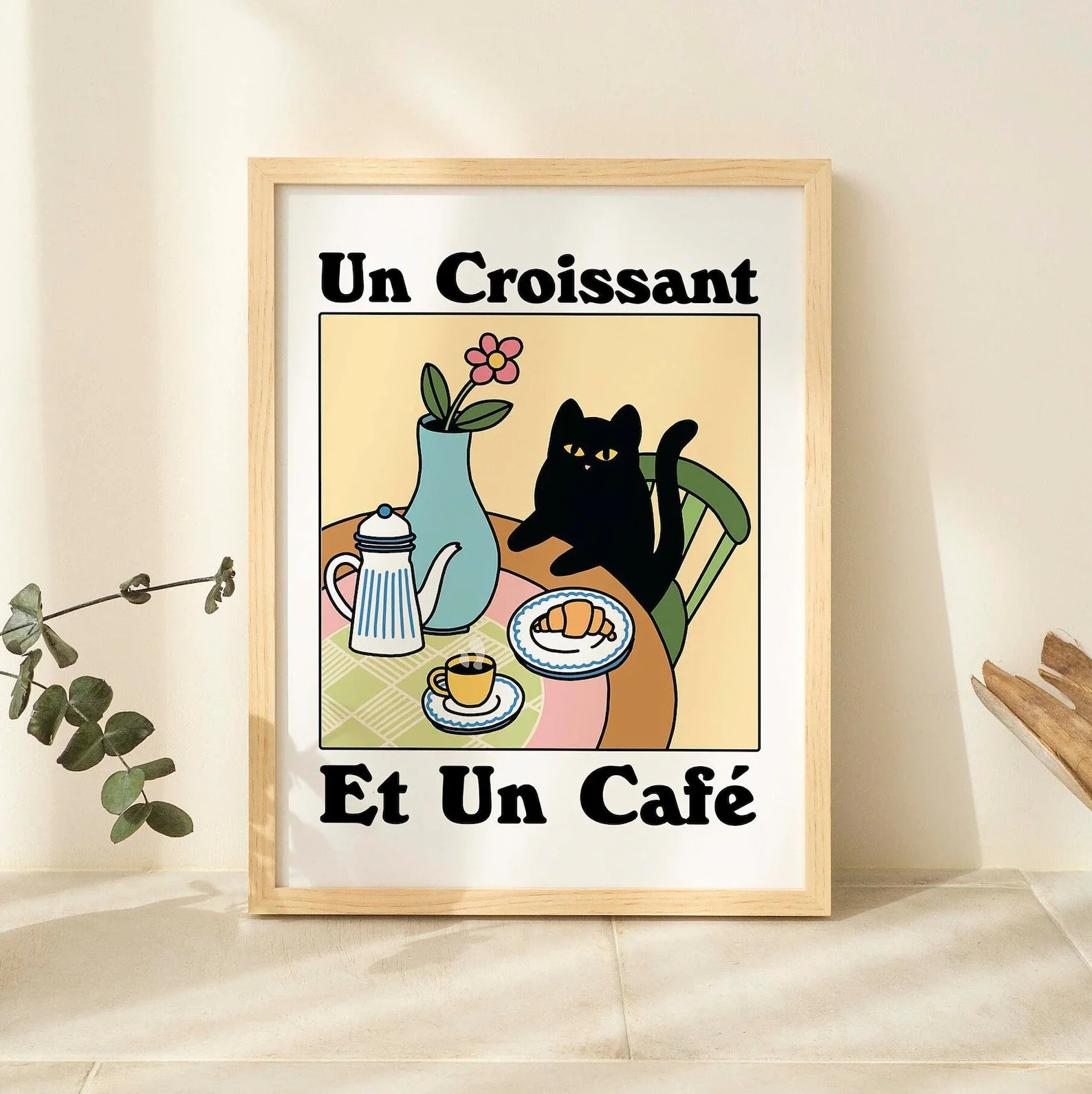 Plakat czarny kot More Espresso Less Depresso Wzór 3