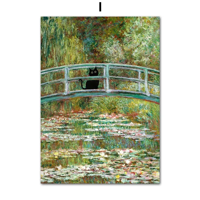 Plakat z czarnym kotem w stylu Matisse Wzór 7