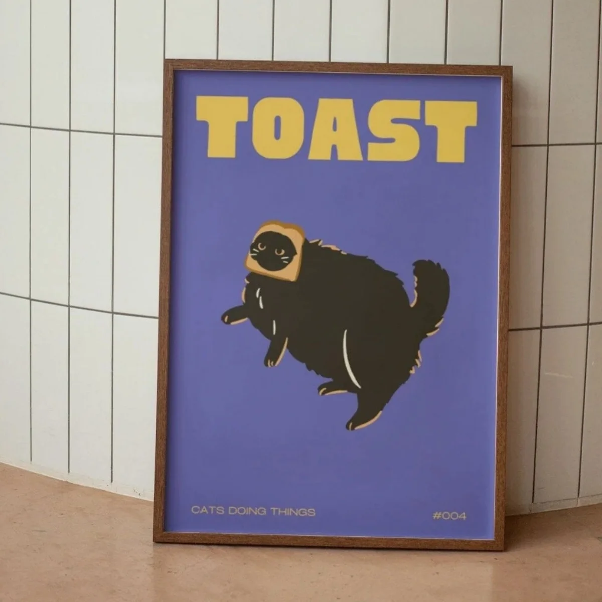 Plakat czarny kot na toście Wzór 5