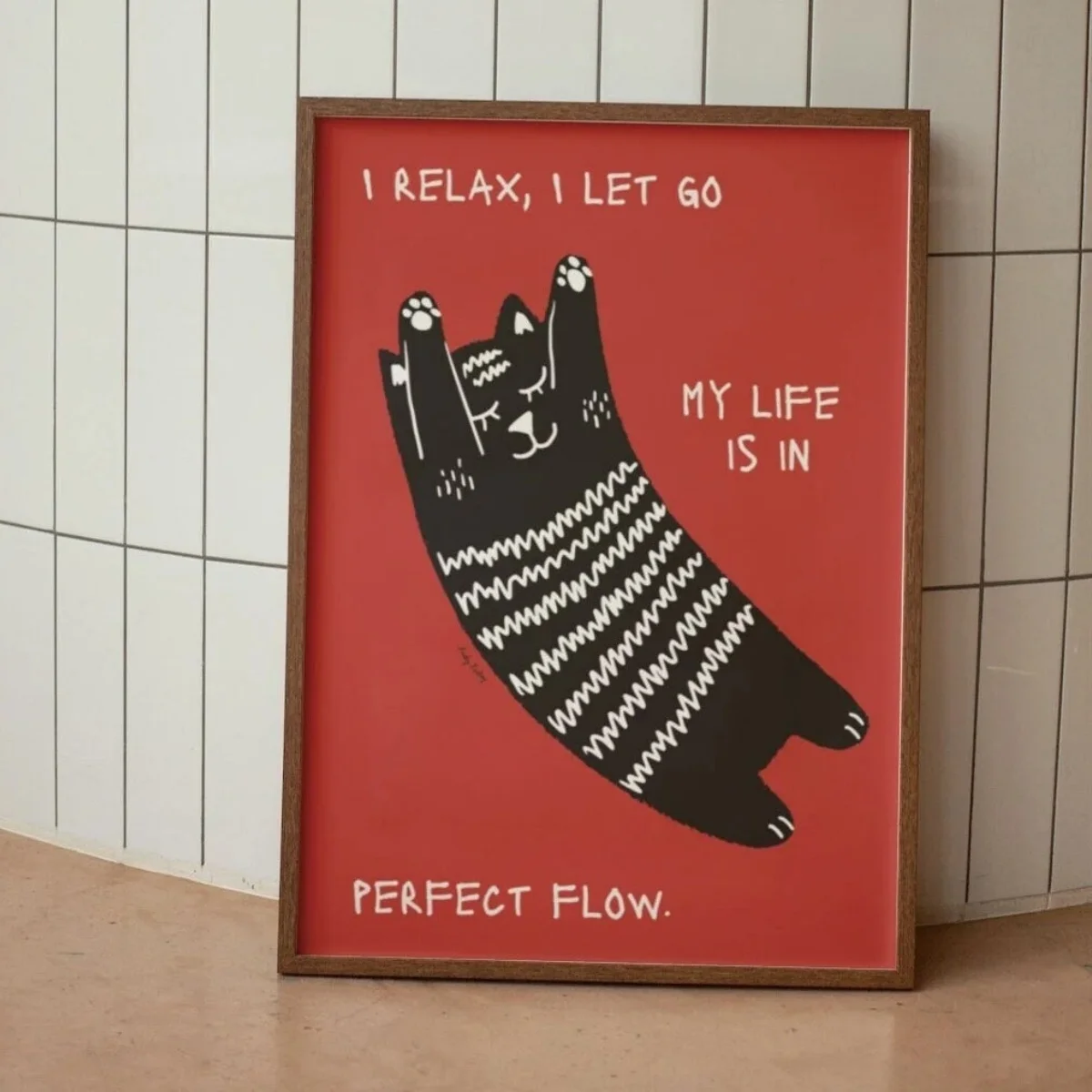 Plakat czarny kot na toście Wzór 7