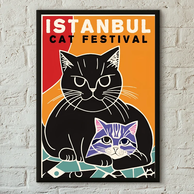 Plakat czarny kot - nowoczesny Wzór 8