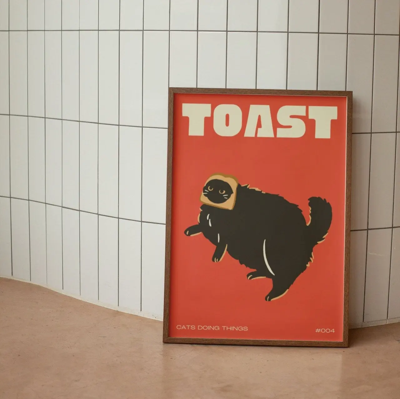 Czarny kot - plakat pop art Biały