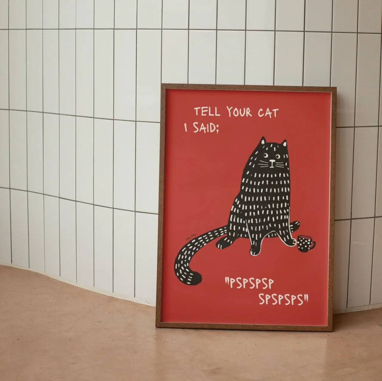 Czarny kot - plakat pop art Fioletowy