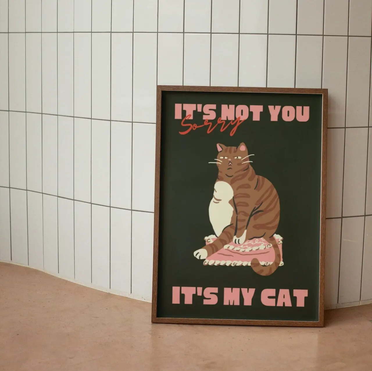 Czarny kot - plakat pop art Granatowy