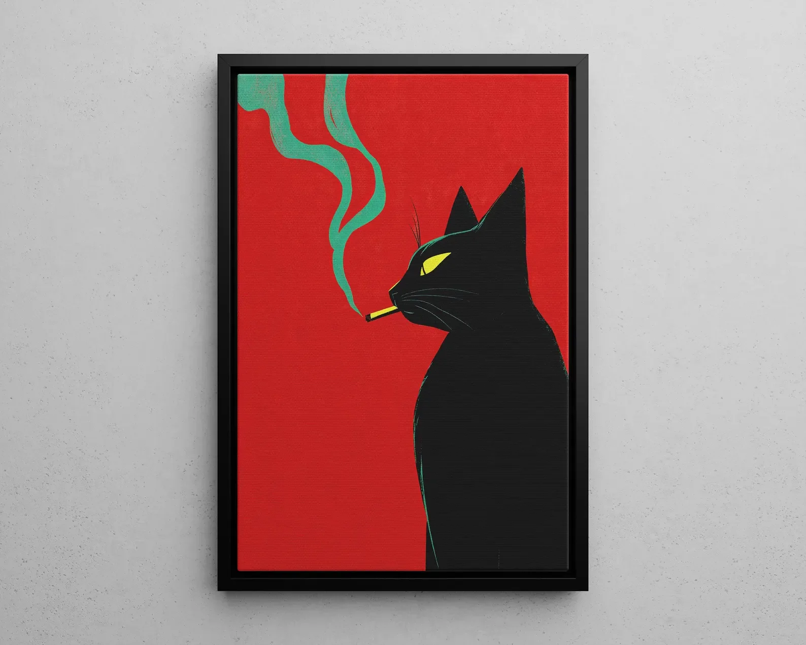 Czarny kot palący papierosa - plakat retro Wzór 4