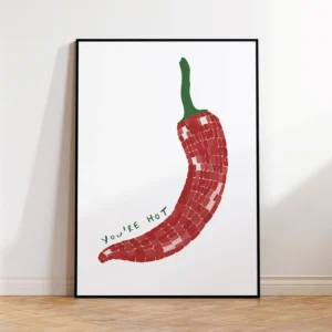 Plakat z czerwoną papryczką chili żółty