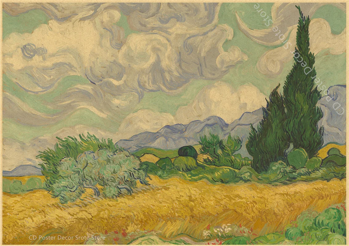 Da Vinci i Van Gogh plakat retro z klasyką malarstwa Czarny
