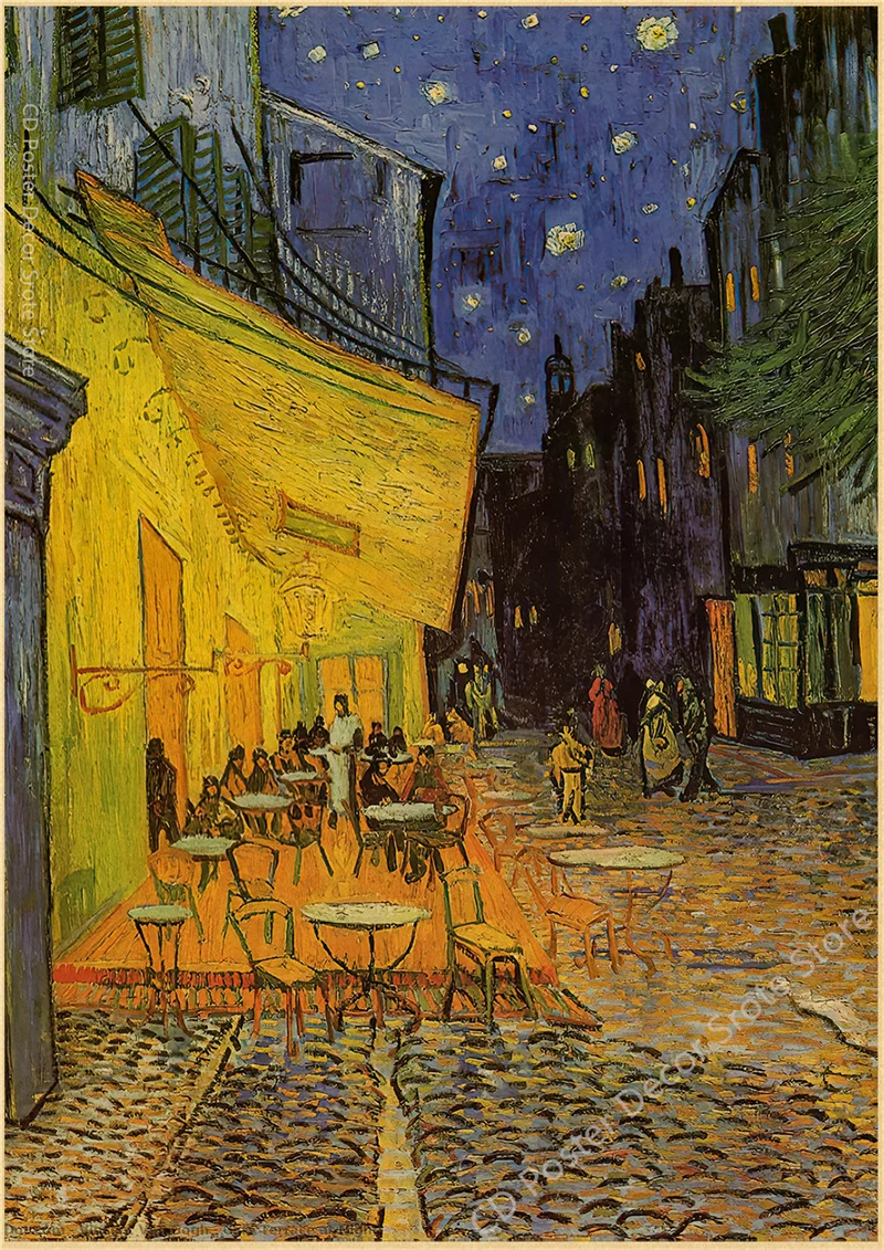 Da Vinci i Van Gogh plakat retro z klasyką malarstwa Czerwony