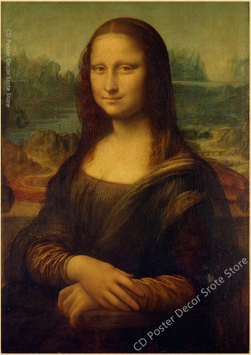 Da Vinci i Van Gogh plakat retro z klasyką malarstwa Granatowy