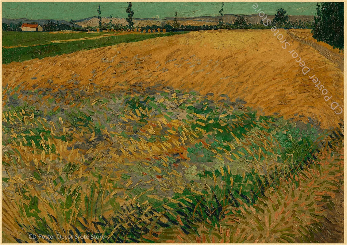 Da Vinci i Van Gogh plakat retro z klasyką malarstwa Jasnoszary