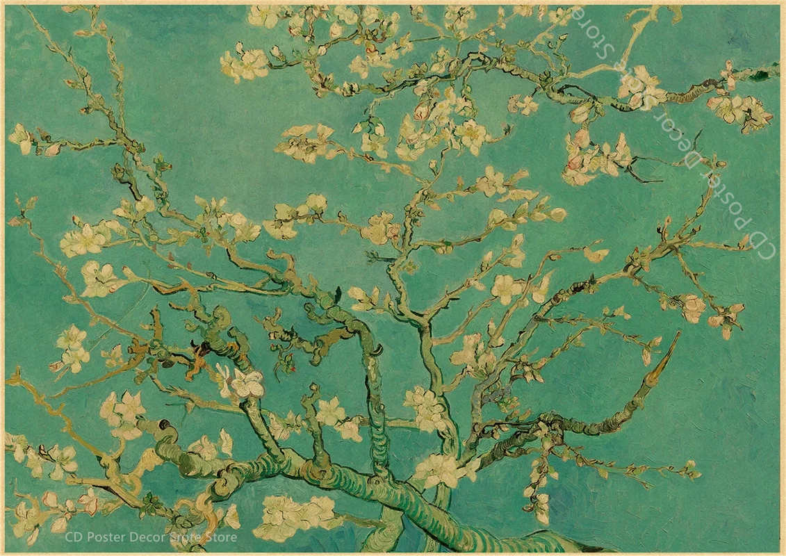 Da Vinci i Van Gogh plakat retro z klasyką malarstwa Niebieski
