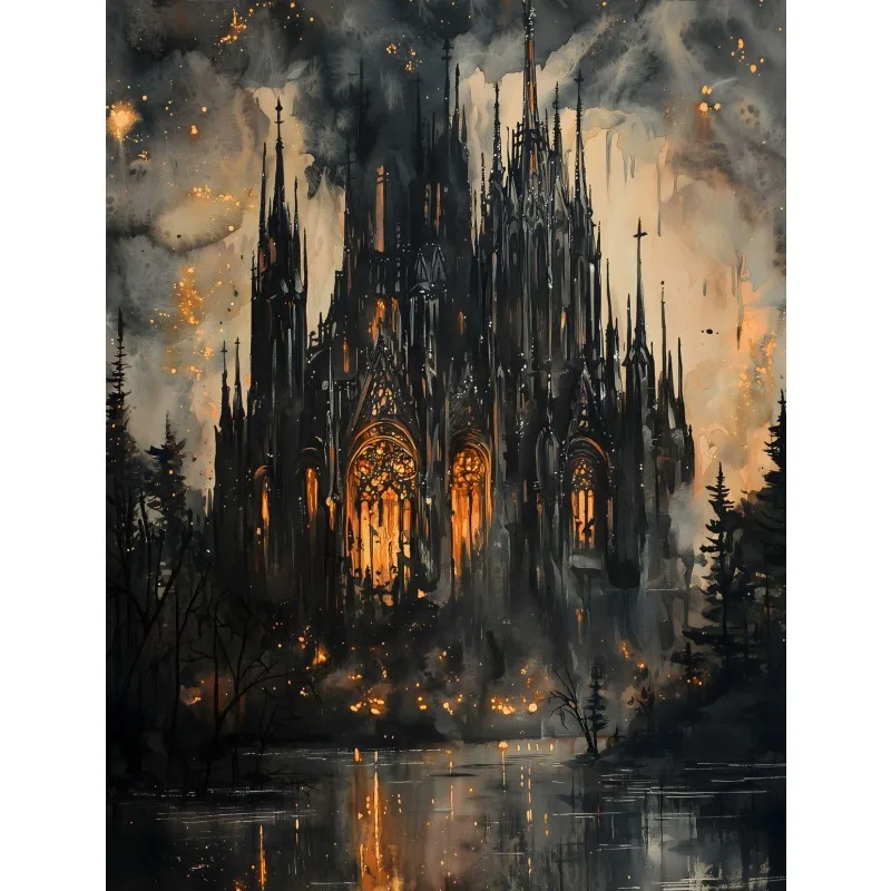 Plakat Dark Academia - gotycki zamek Wzór 2
