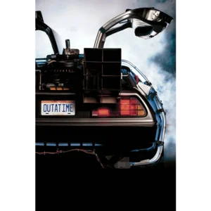 DeLorean Powrót do przyszłości - plakat filmowy minimalistyczny As the picture show