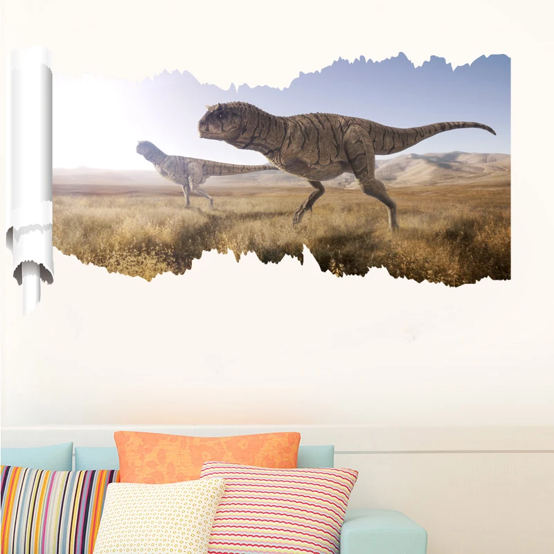 Dinozaur 3D wychodzący ze ściany - plakat Ciemnoszary