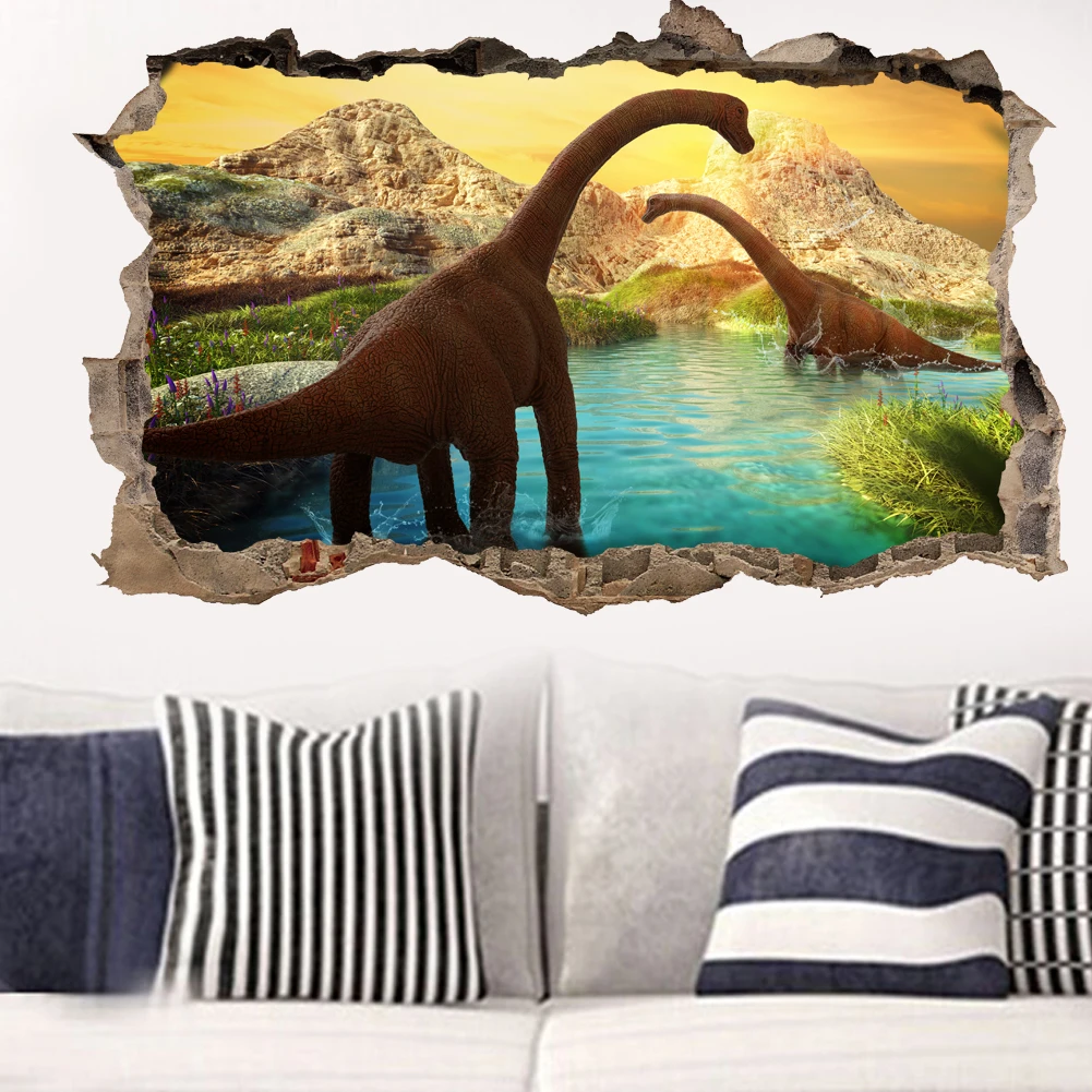 Dinozaur 3D wychodzący ze ściany - plakat Wielo