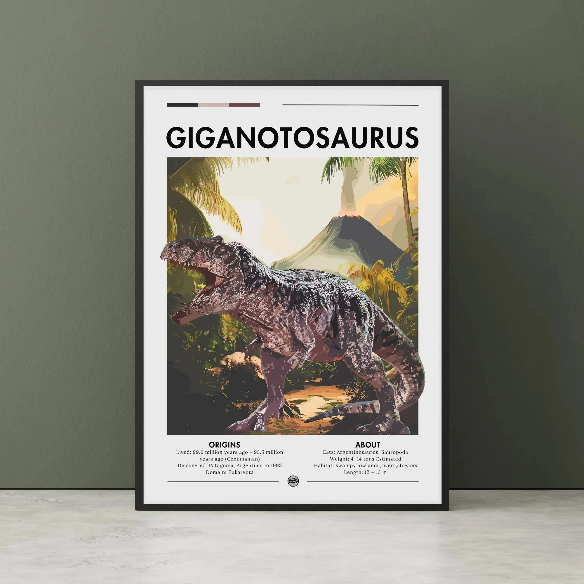 Plakat dinozaur Spinozaur i Karnotaur Brązowy