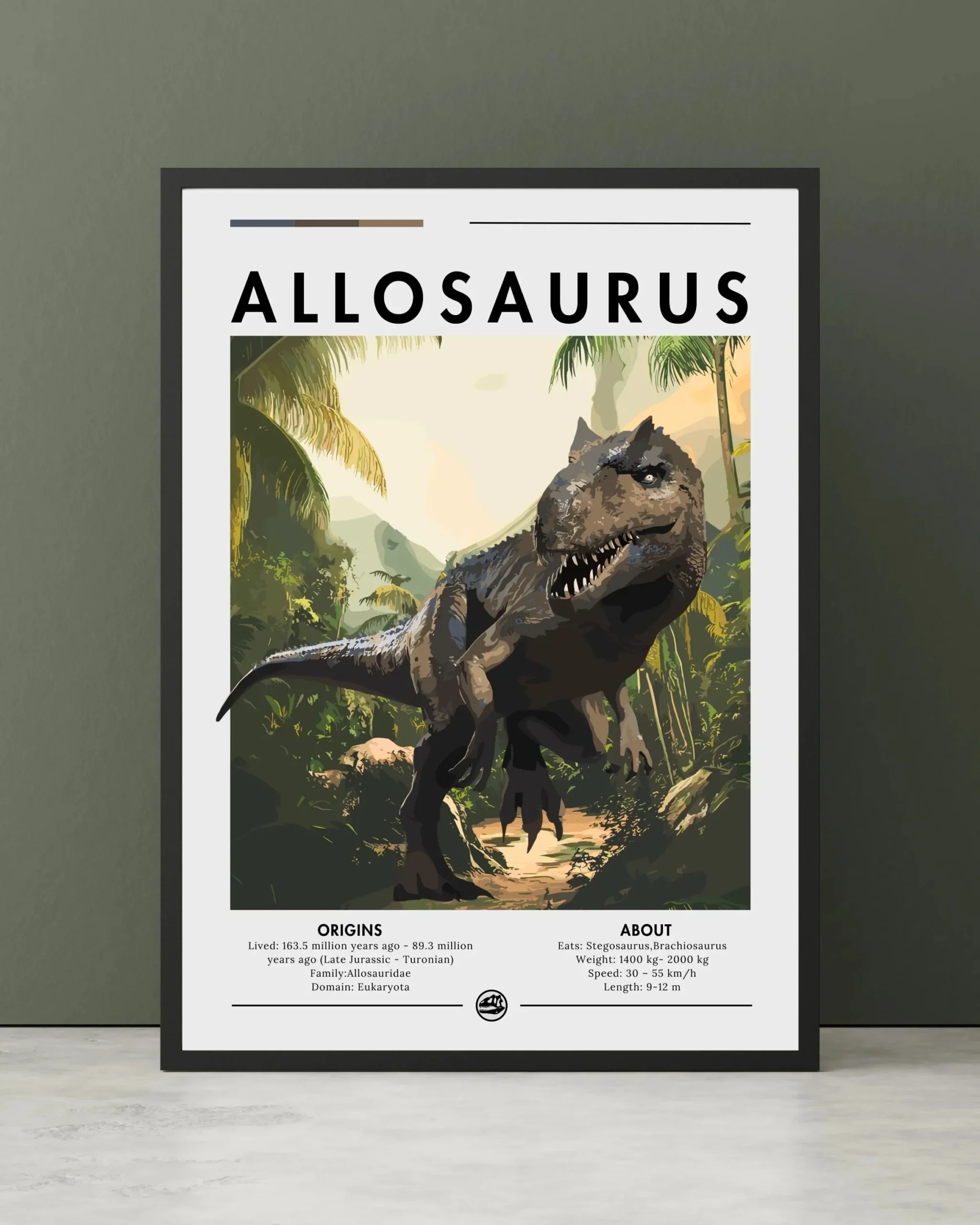 Plakat dinozaur Spinozaur i Karnotaur Khaki