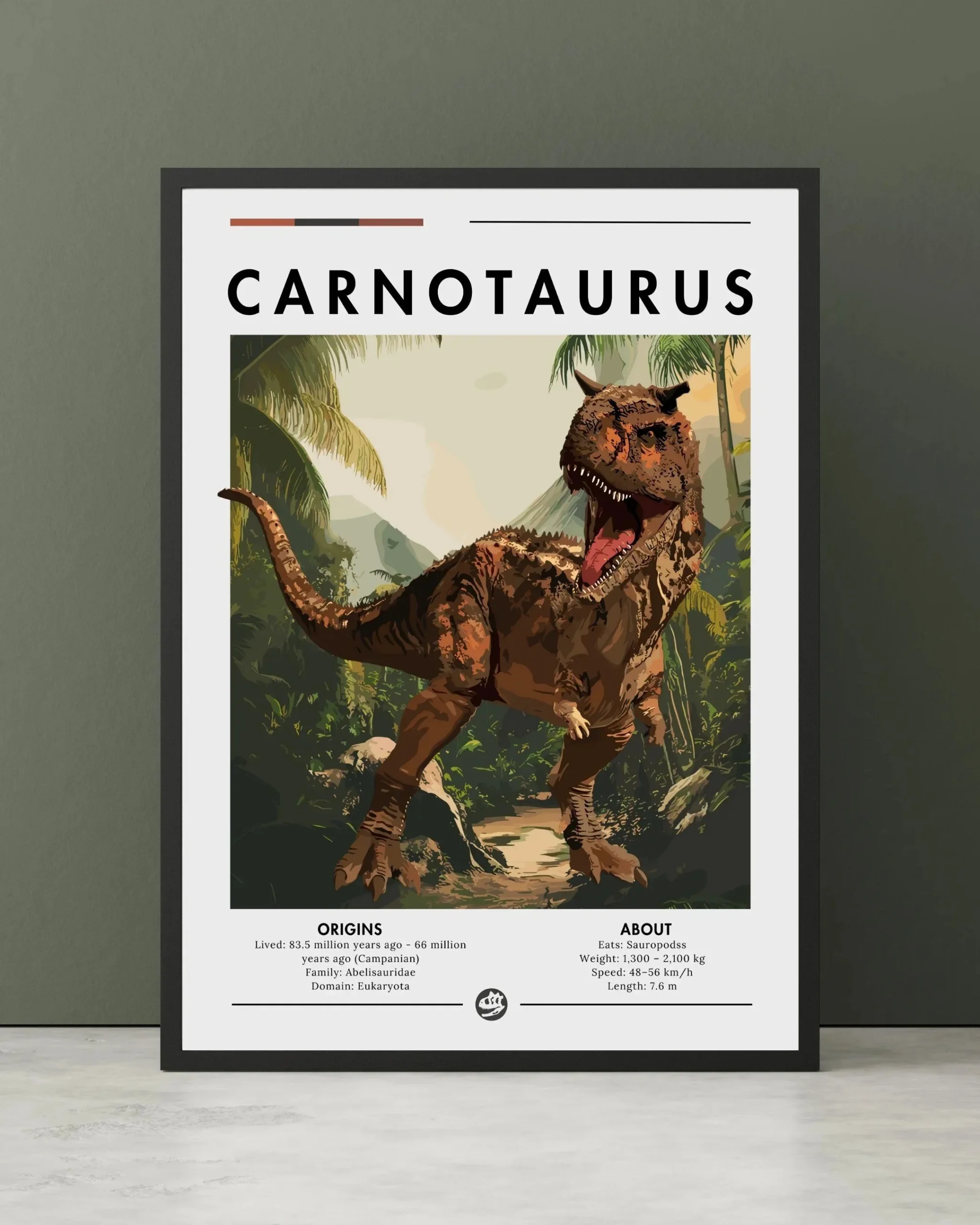 Plakat dinozaur Spinozaur i Karnotaur Czarny