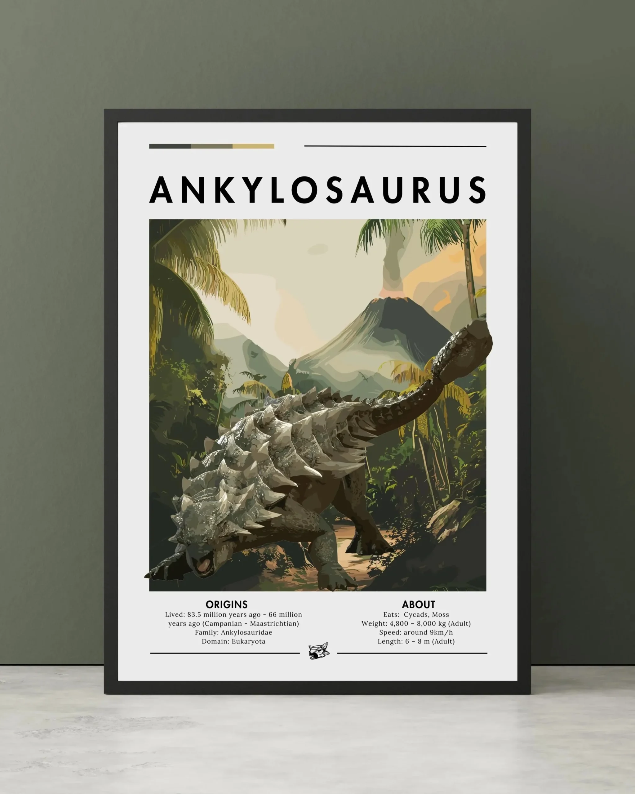 Plakat dinozaur Spinozaur i Karnotaur Fioletowy