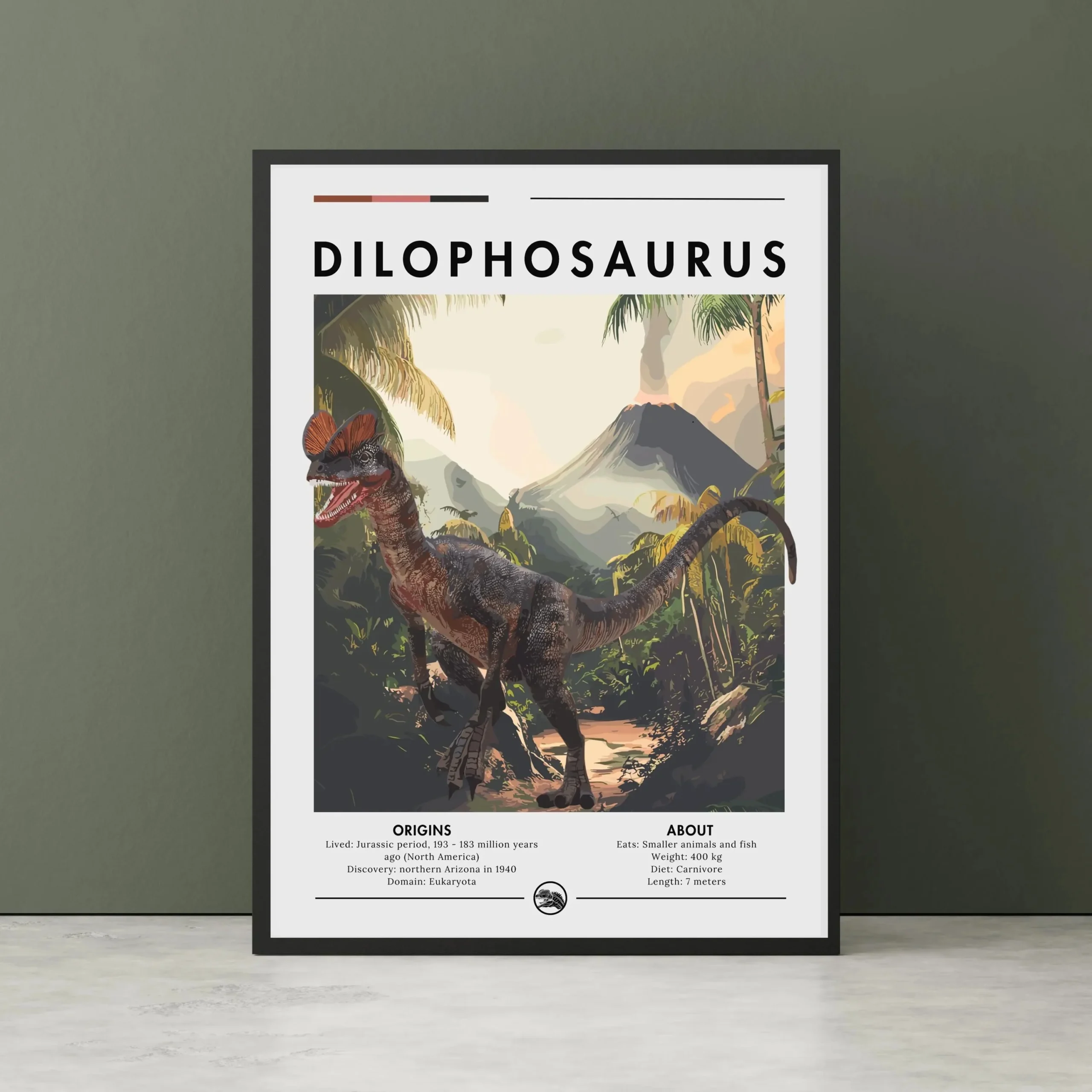 Plakat dinozaur Spinozaur i Karnotaur Jasnożółty