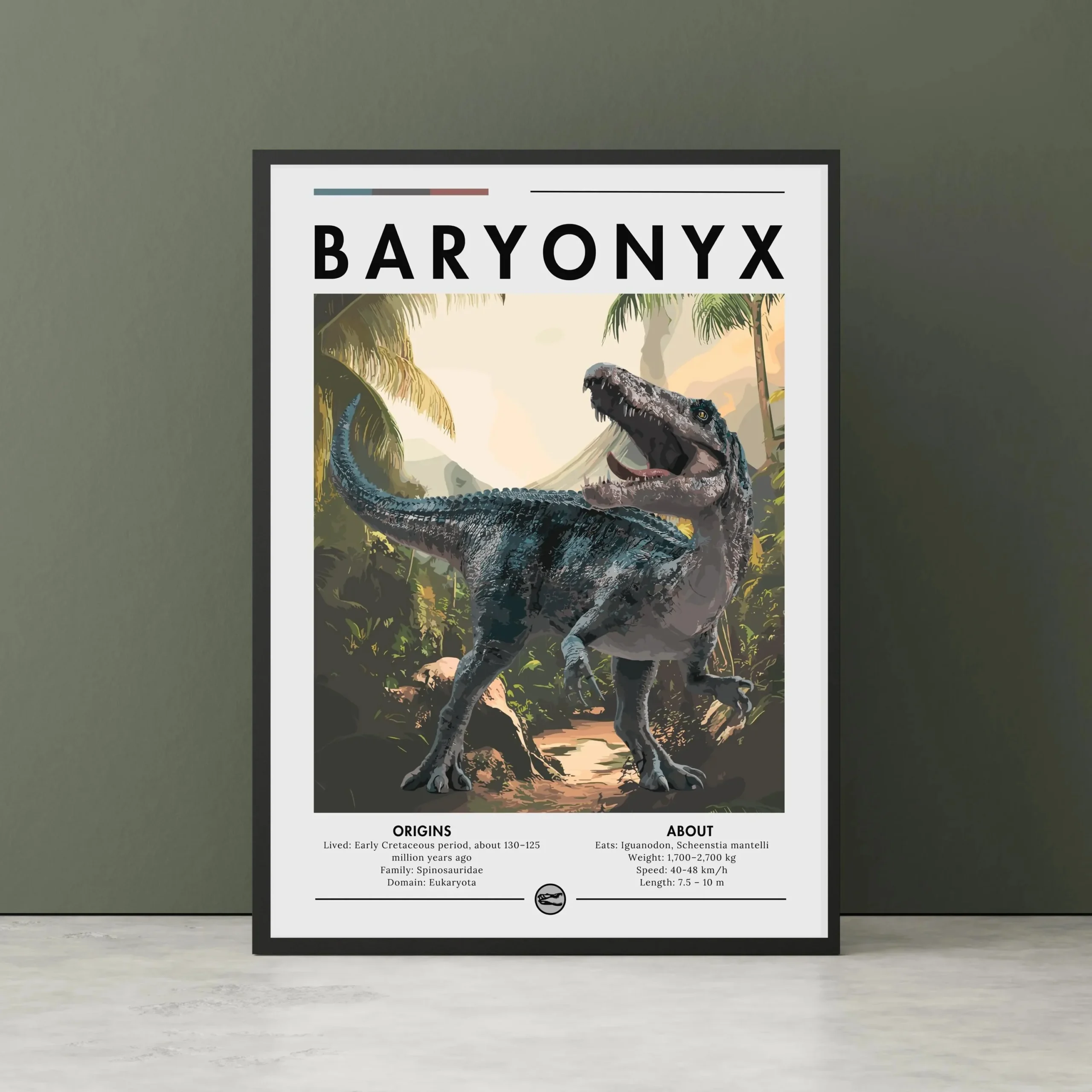 Plakat dinozaur Spinozaur i Karnotaur Zielony