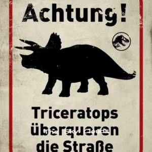 Plakat tablica ostrzegawcza Jurassic Park Burgundia