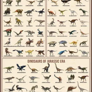 Plakat z dinozaurami - Trias, Jura, Kreda Wzór 1