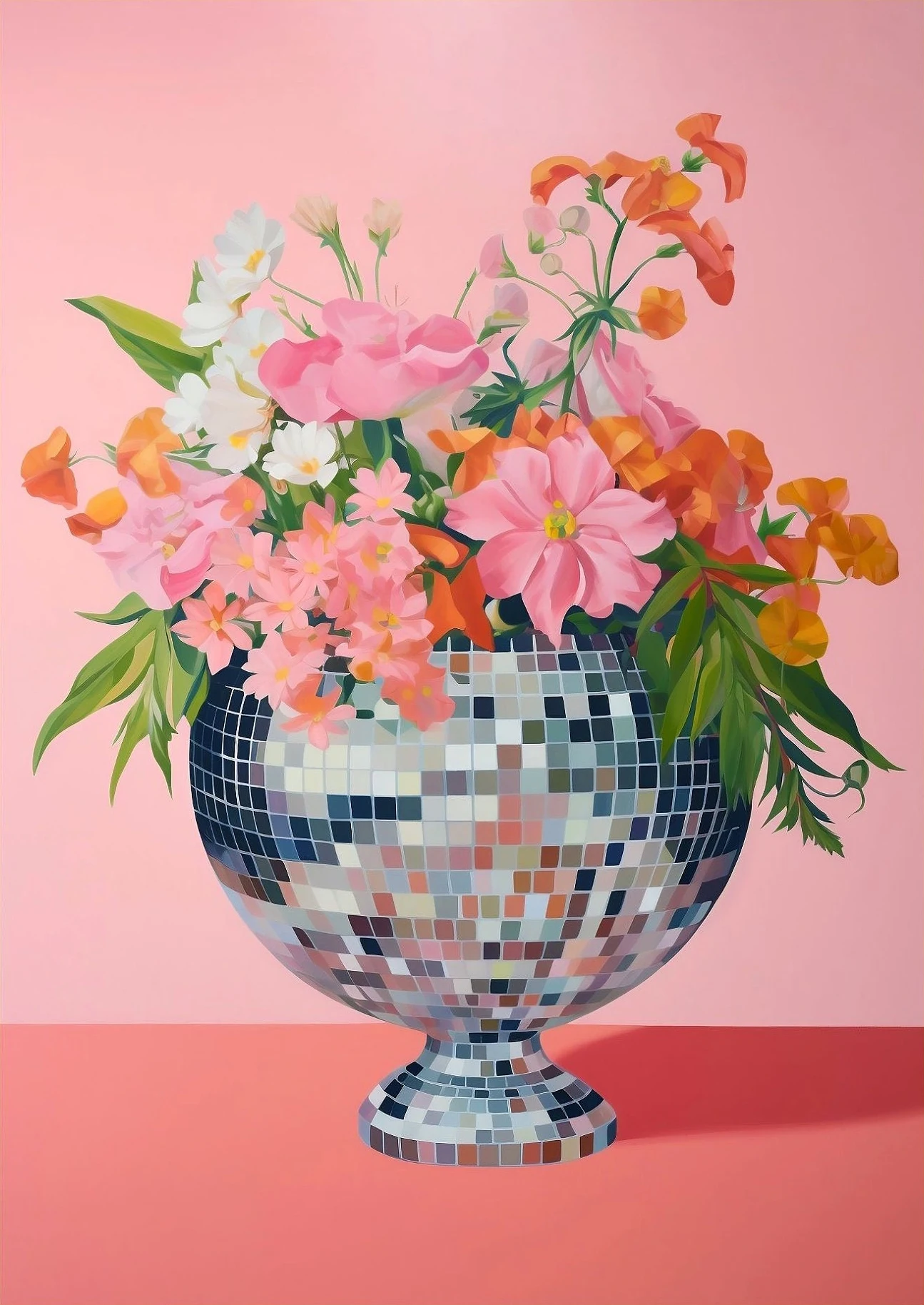 Disco ball z pomarańczą – retro Fioletowy