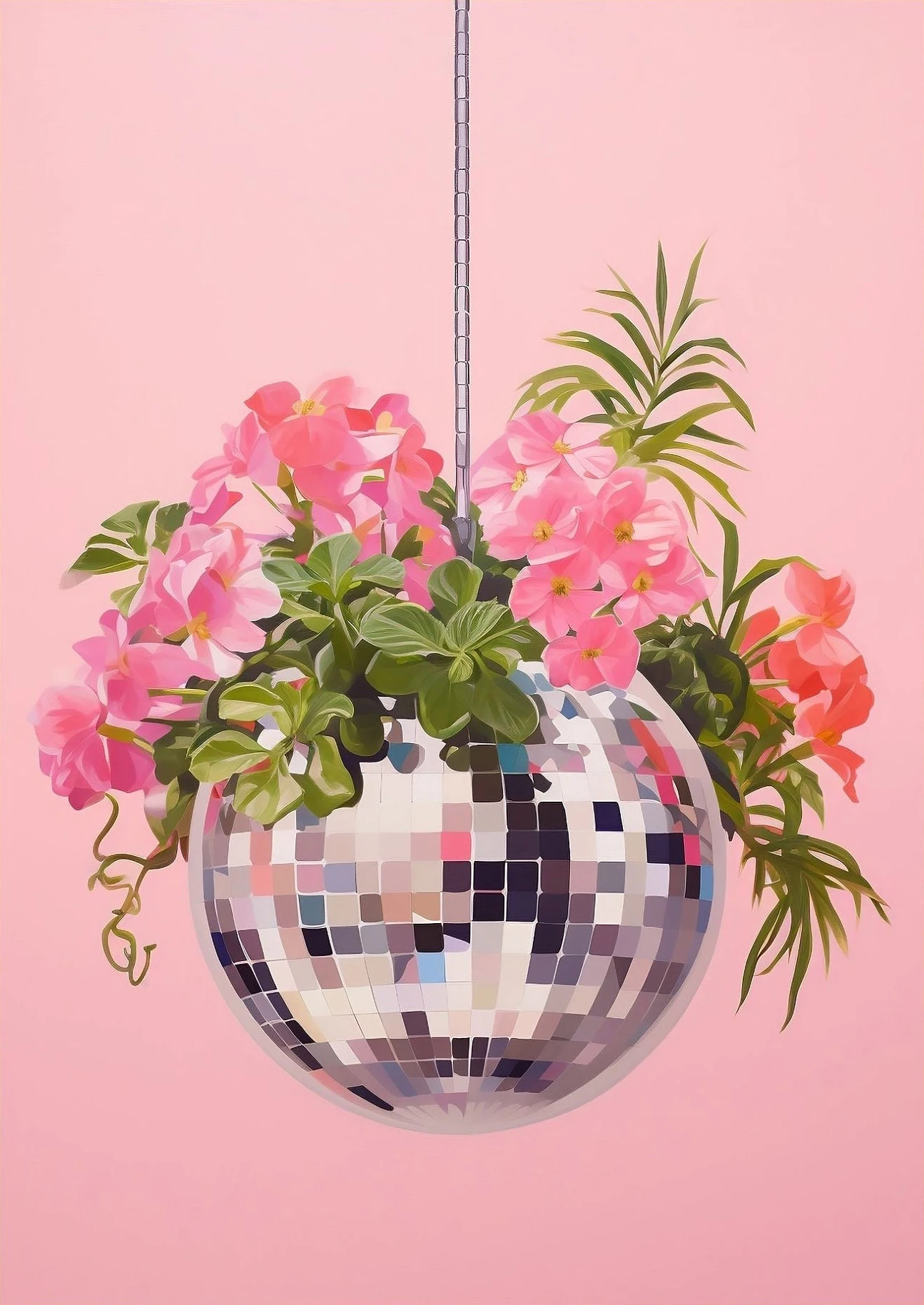 Disco ball z pomarańczą – retro Granatowy