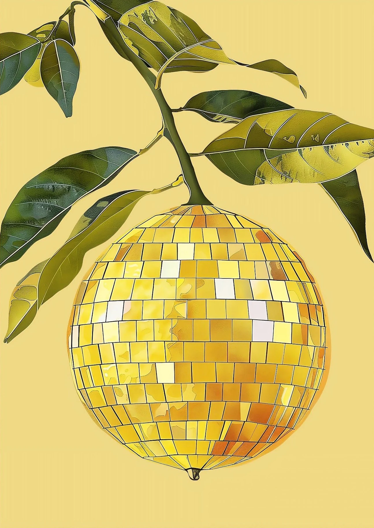 Disco ball z pomarańczą – retro Jasnozielony