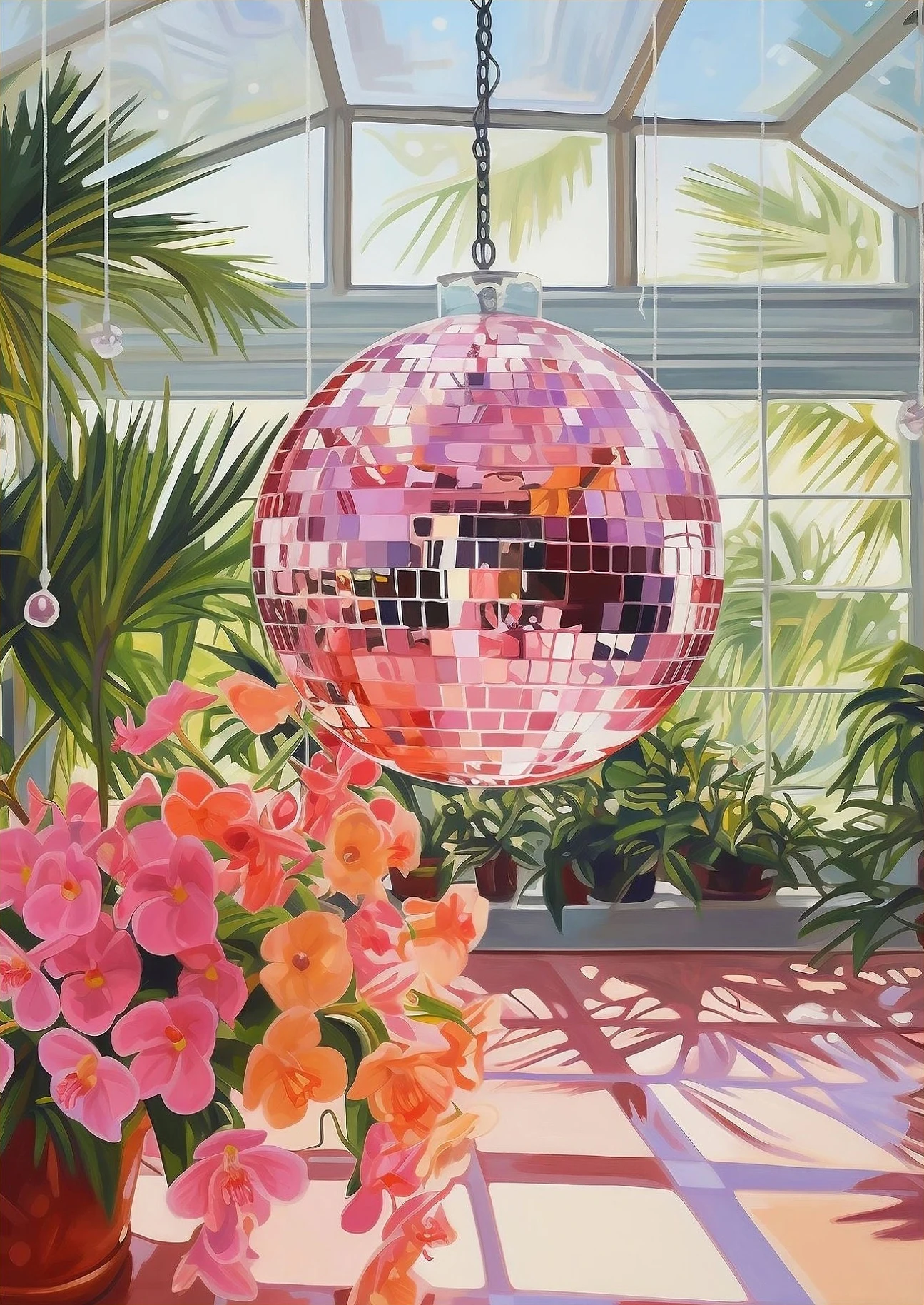 Disco ball z pomarańczą – retro Jasny
