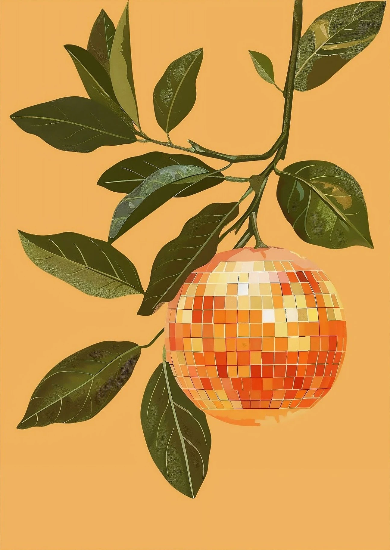 Disco ball z pomarańczą – retro Pomarańczowy