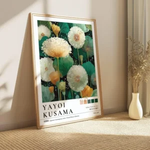 Plakat dmuchawiec i żurawie w stylu japońskim Niebieski