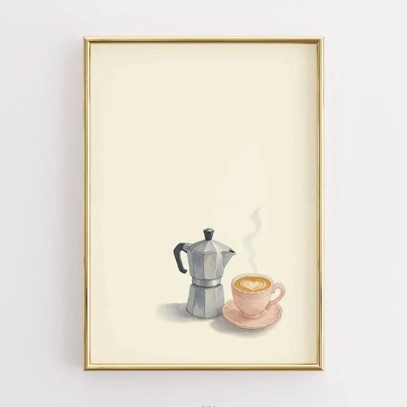 Plakat do kuchni retro z cytatem o kawie Wzór 3
