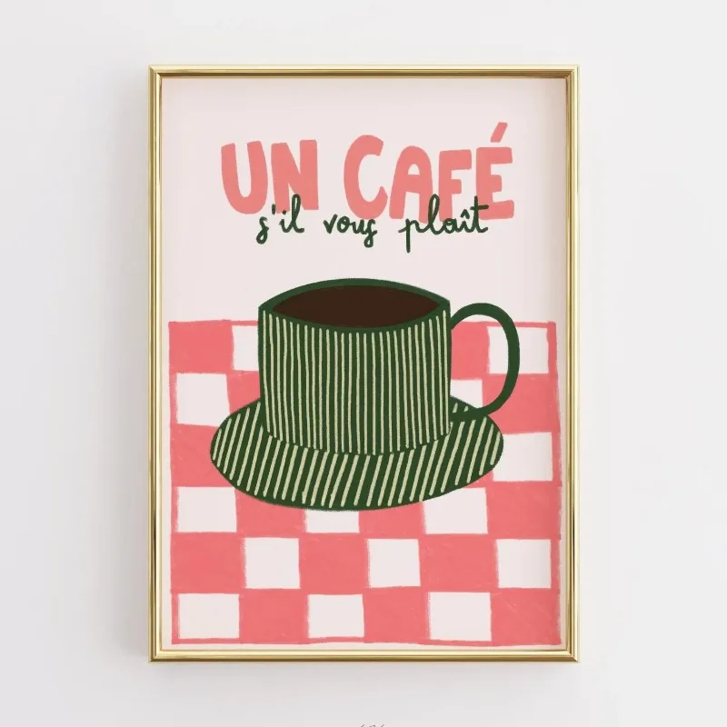 Plakat do kuchni retro z cytatem o kawie Wzór 7