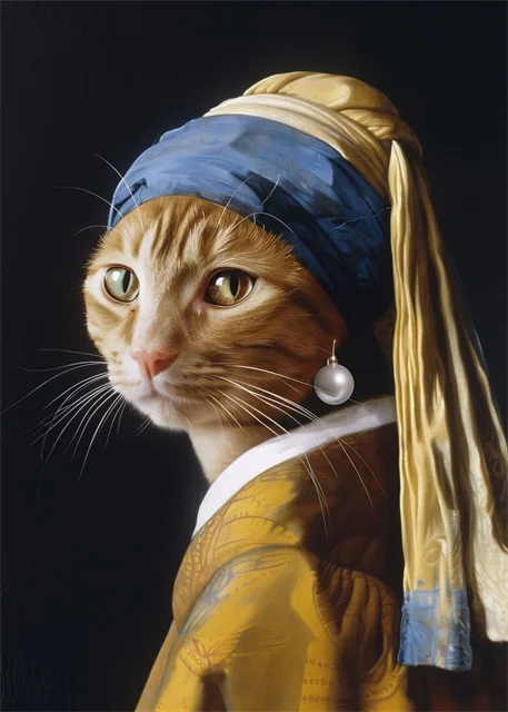 Mona Lisa w łazience - zabawny plakat mem Granatowy