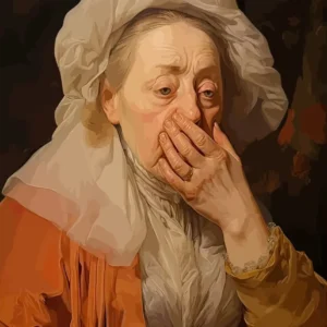 Mona Lisa z perłami w łazience - zabawny plakat Czerwony