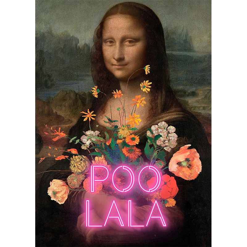 Plakat do łazienki Mona Lisa z papierem Fioletowy