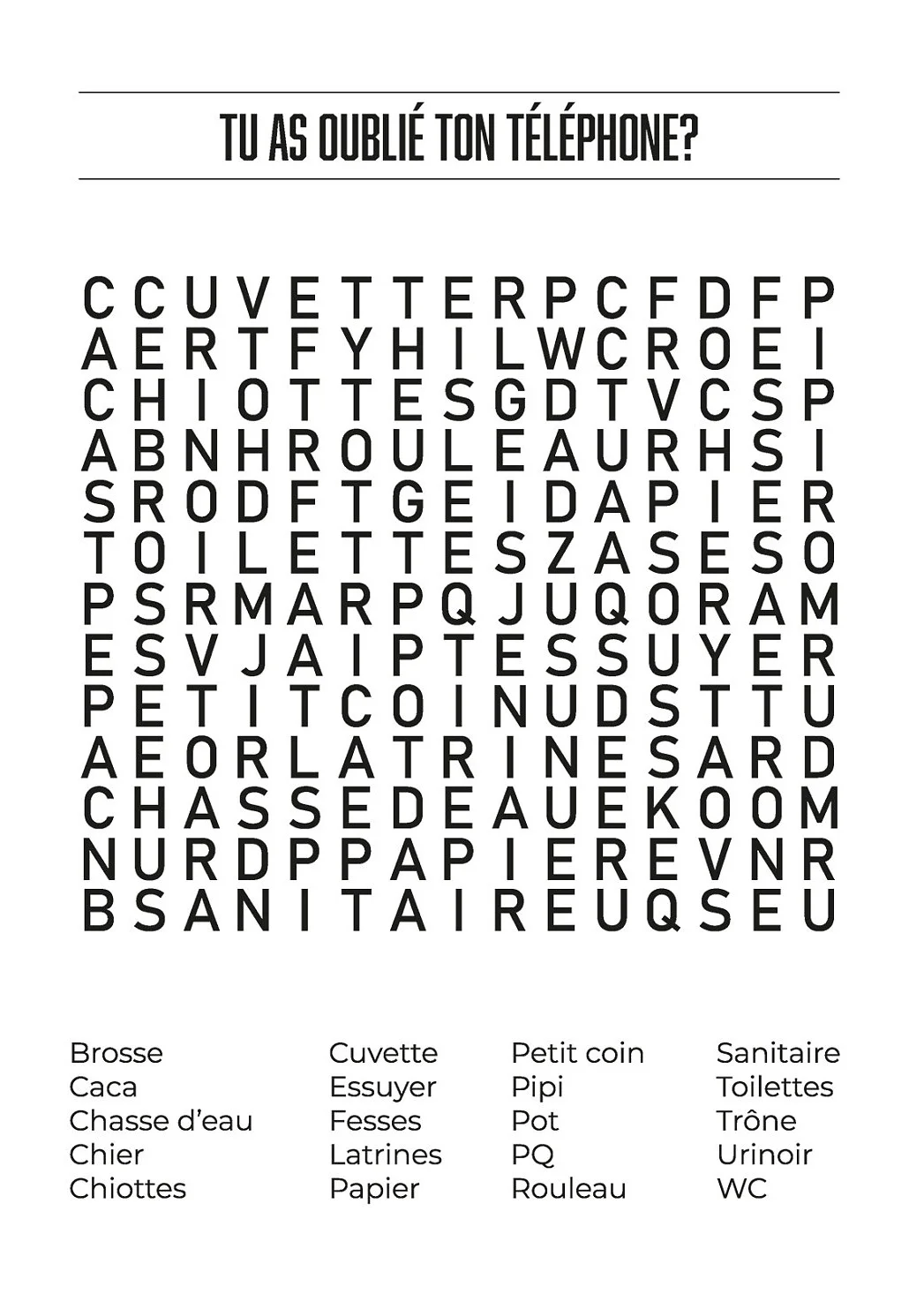 Plakat do toalety zabawny napis WC Wzór 5