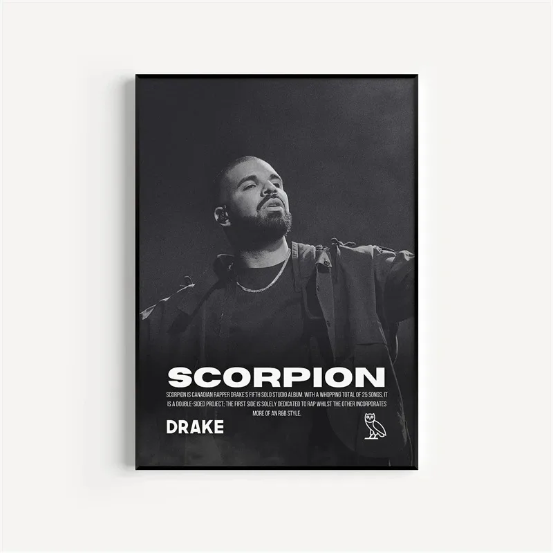 Plakat Drake All the Dogs - czarno-biała grafika muzyczna Wzór 1