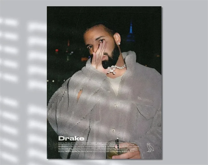 Plakat Drake All the Dogs - czarno-biała grafika muzyczna Wzór 3