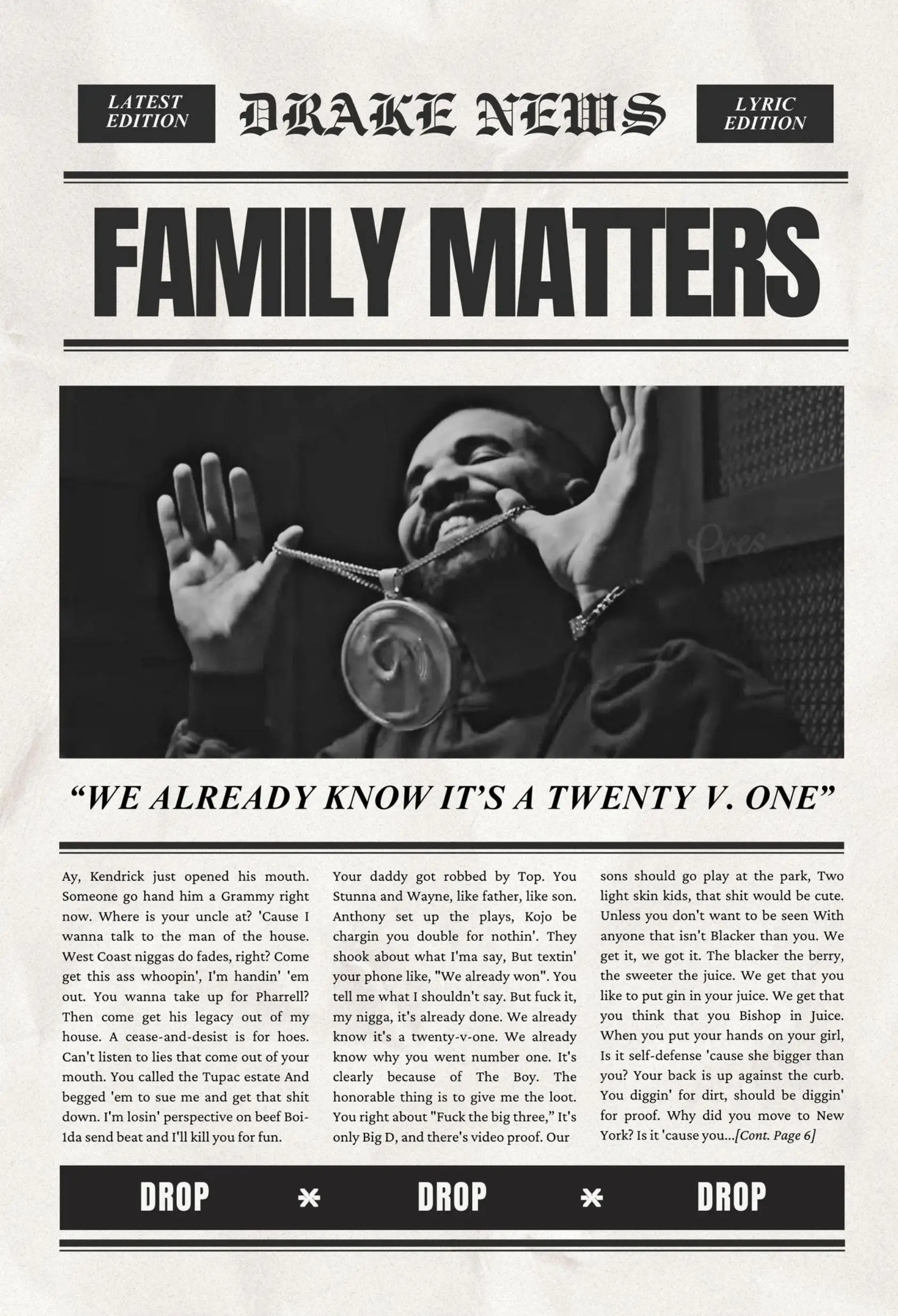 Plakat Drake okładka albumu rap Wzór 10