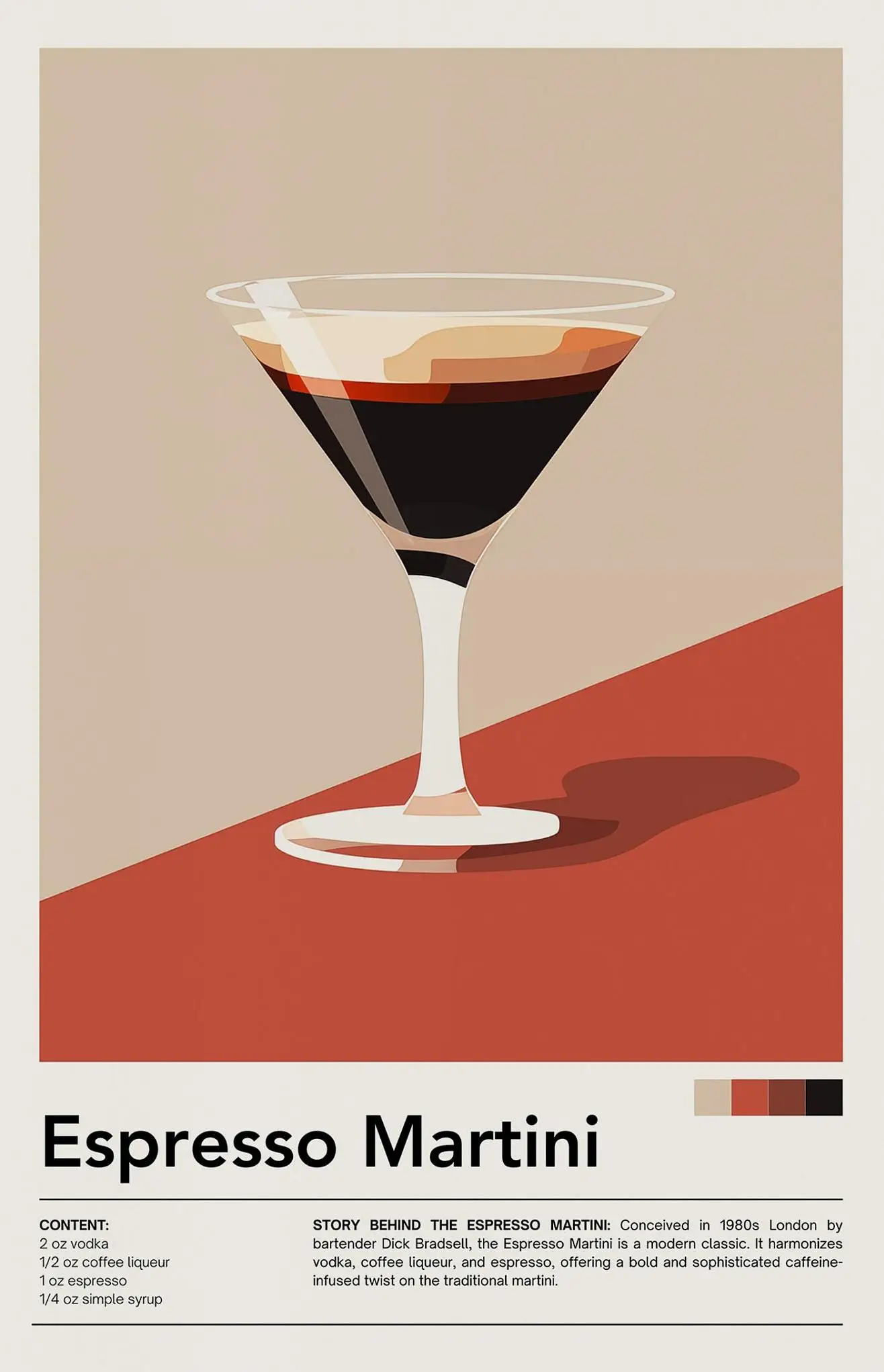 Plakat z drinkami retro - minimalistyczna grafika koktajli Ciemny szary
