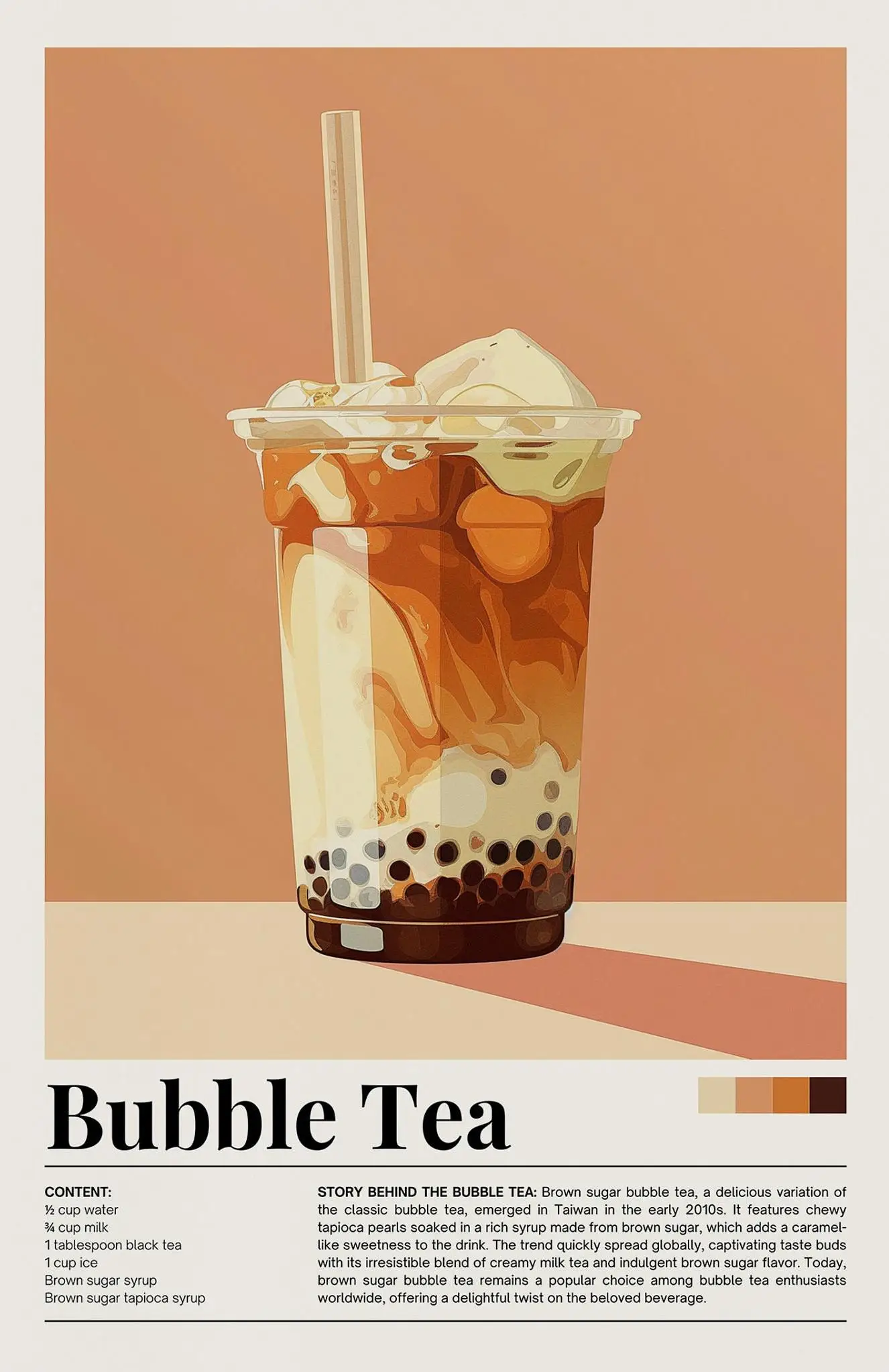 Plakat z drinkami retro - minimalistyczna grafika koktajli Czarny